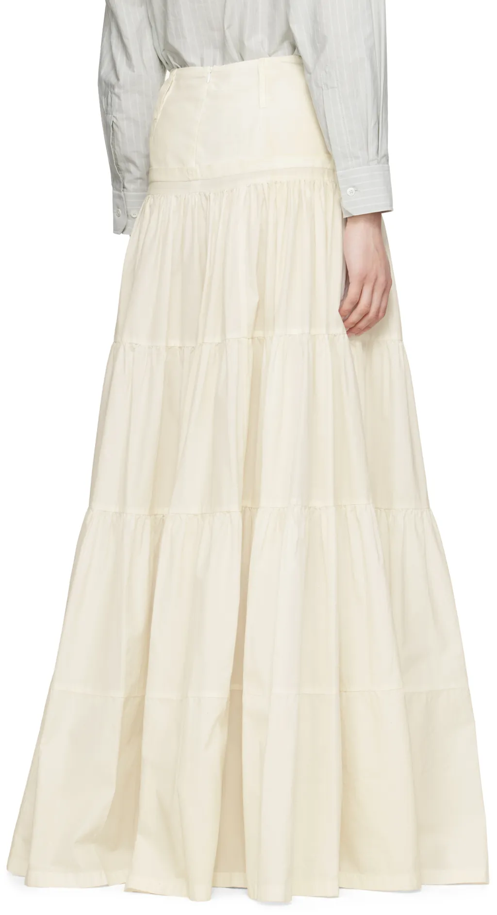 High Waist Midi Flounced Skirt