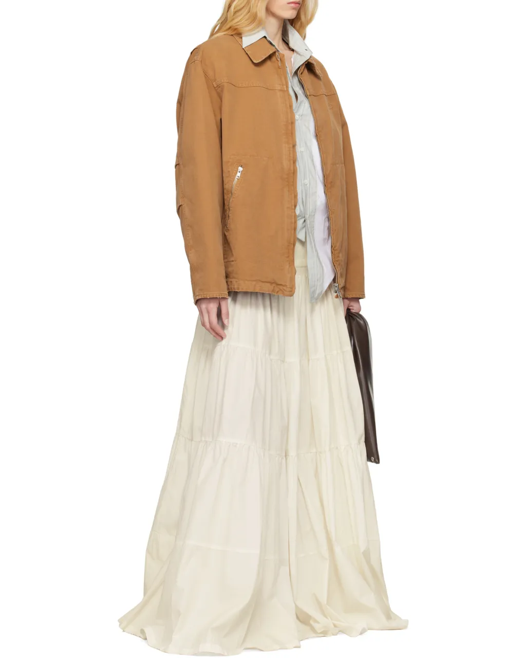 High Waist Midi Flounced Skirt