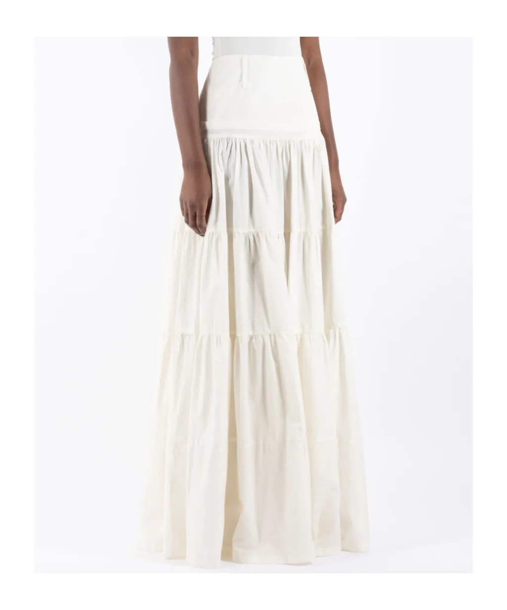 High Waist Midi Flounced Skirt