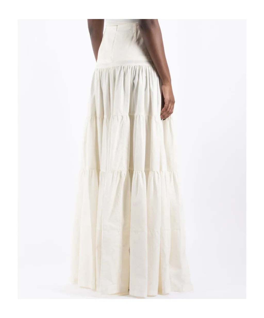 High Waist Midi Flounced Skirt