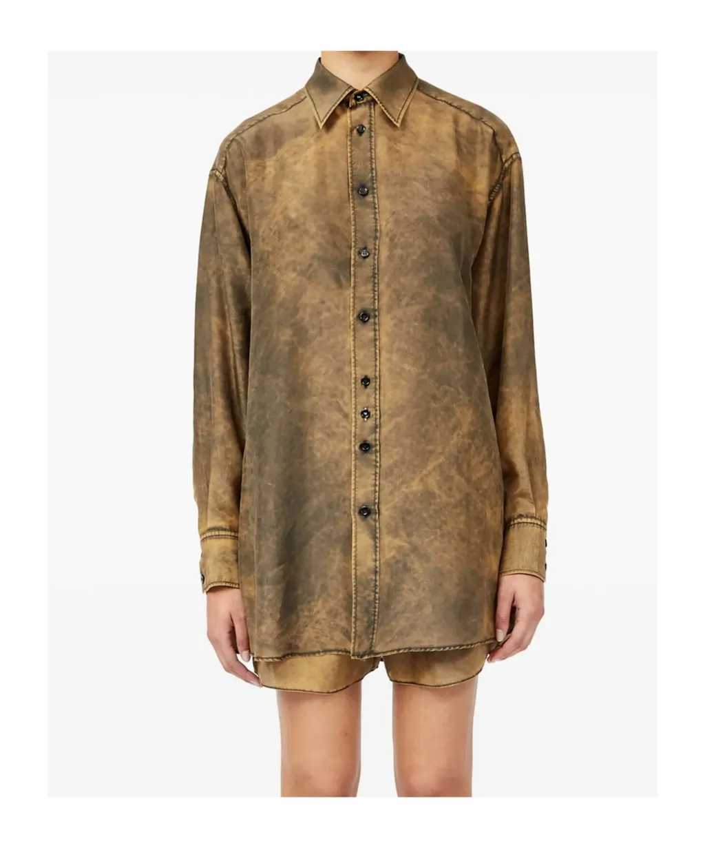 Cut-Out Detailed Tie-Dye Shirt