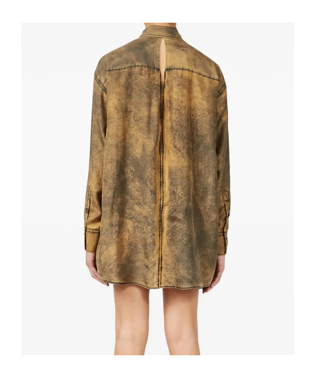 Cut-Out Detailed Tie-Dye Shirt
