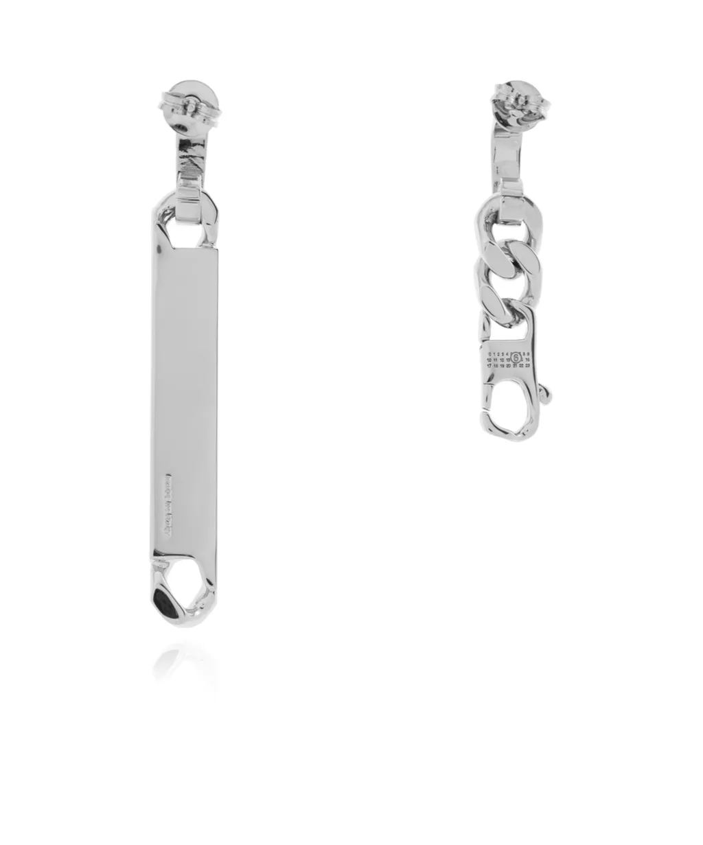 Numeric Engraved Asymmetric Earrings