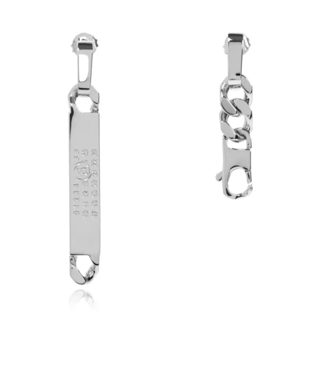 Numeric Engraved Asymmetric Earrings