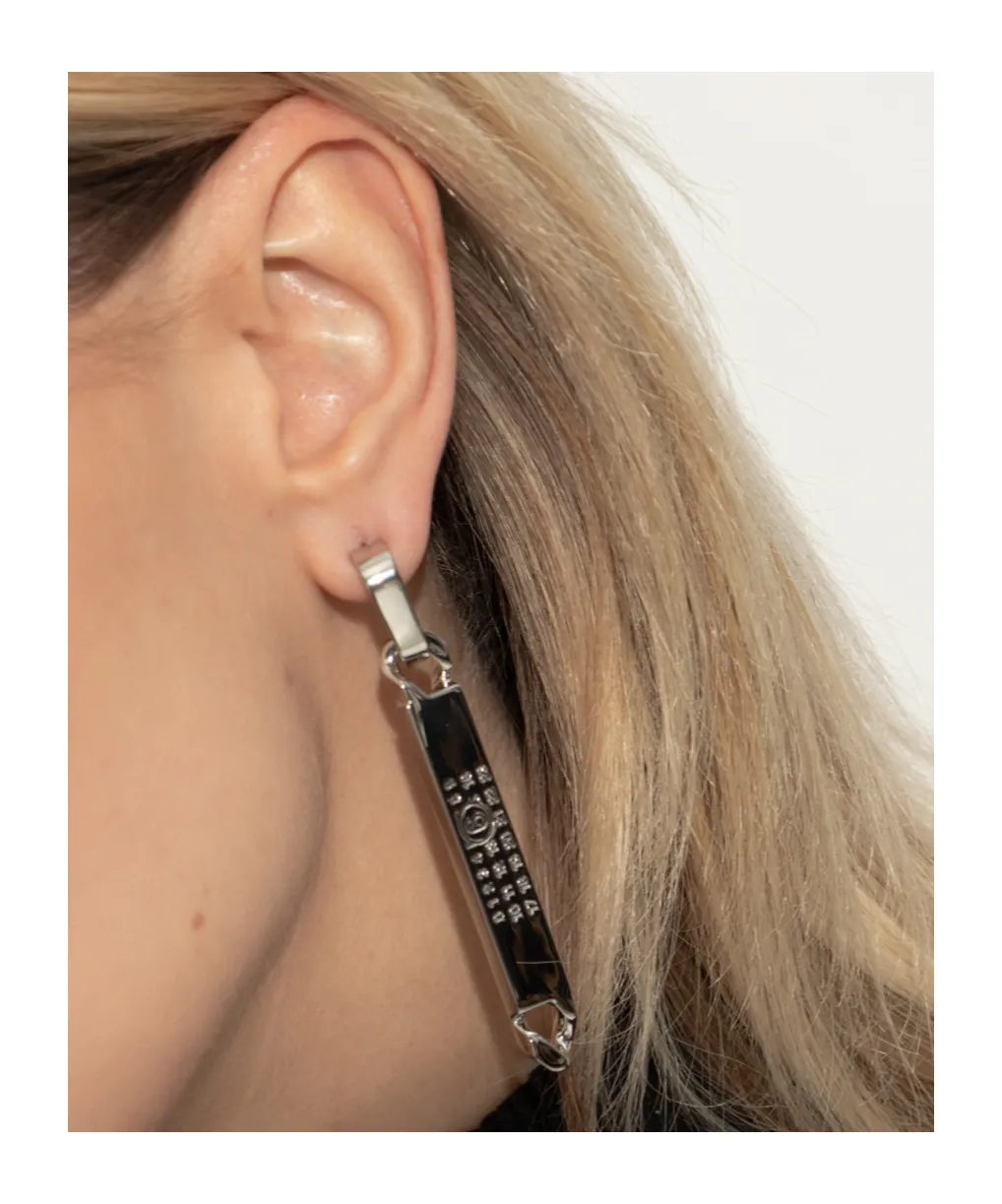 Numeric Engraved Asymmetric Earrings
