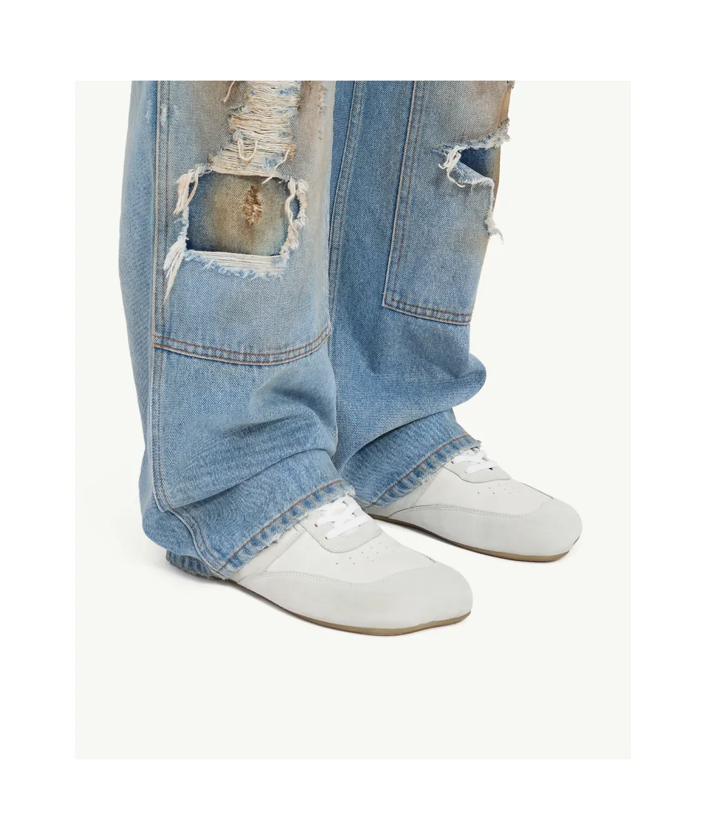 Numbers-Embossed Lace-Up Sneakers