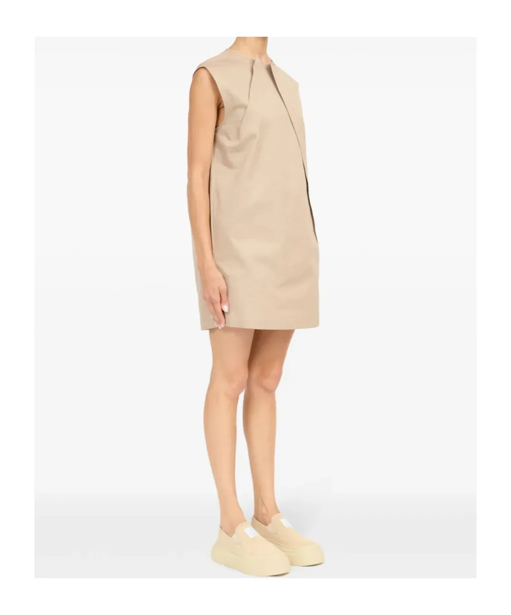 Pleat-Detail Cap Sleeved Dress