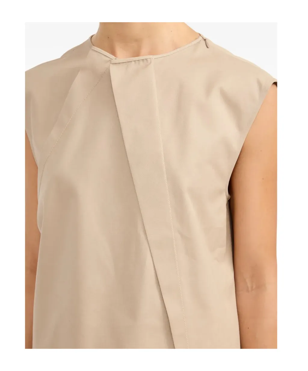 Pleat-Detail Cap Sleeved Dress