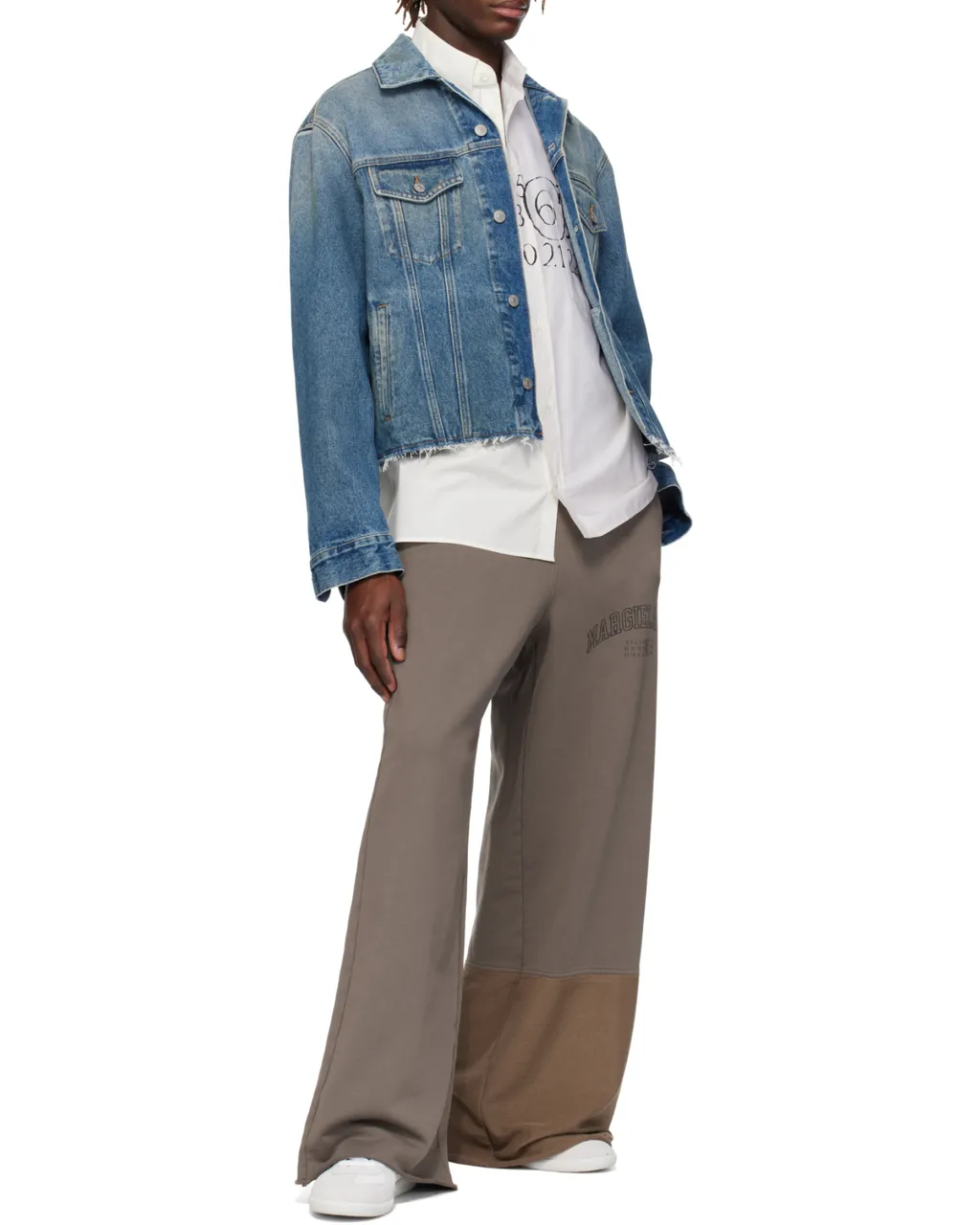 Numbers-Motif Wide-Leg Pants
