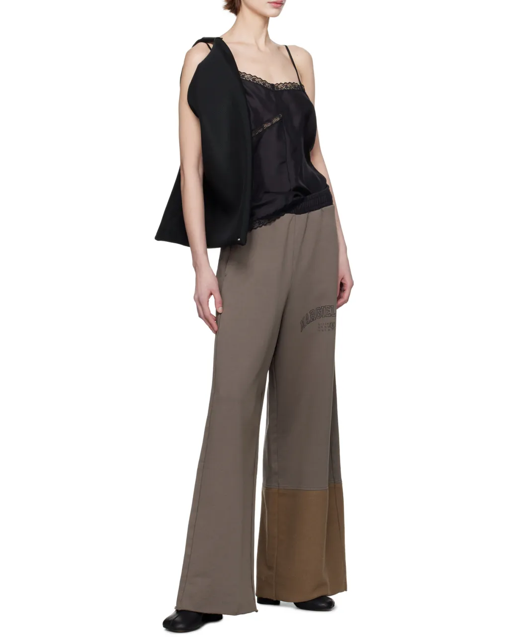 Numbers-Motif Wide-Leg Pants