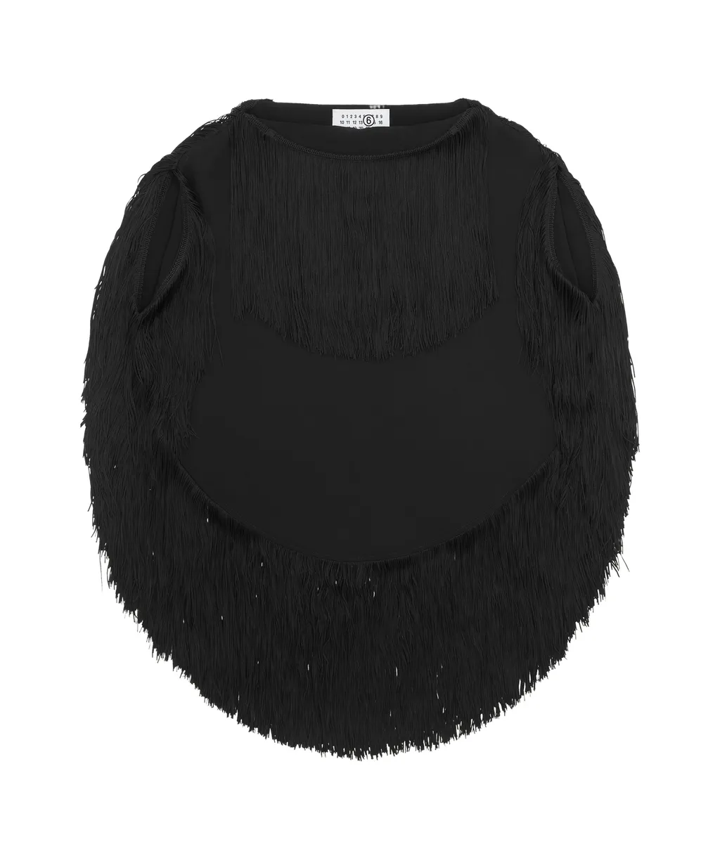 Boat Neck Fringed Top