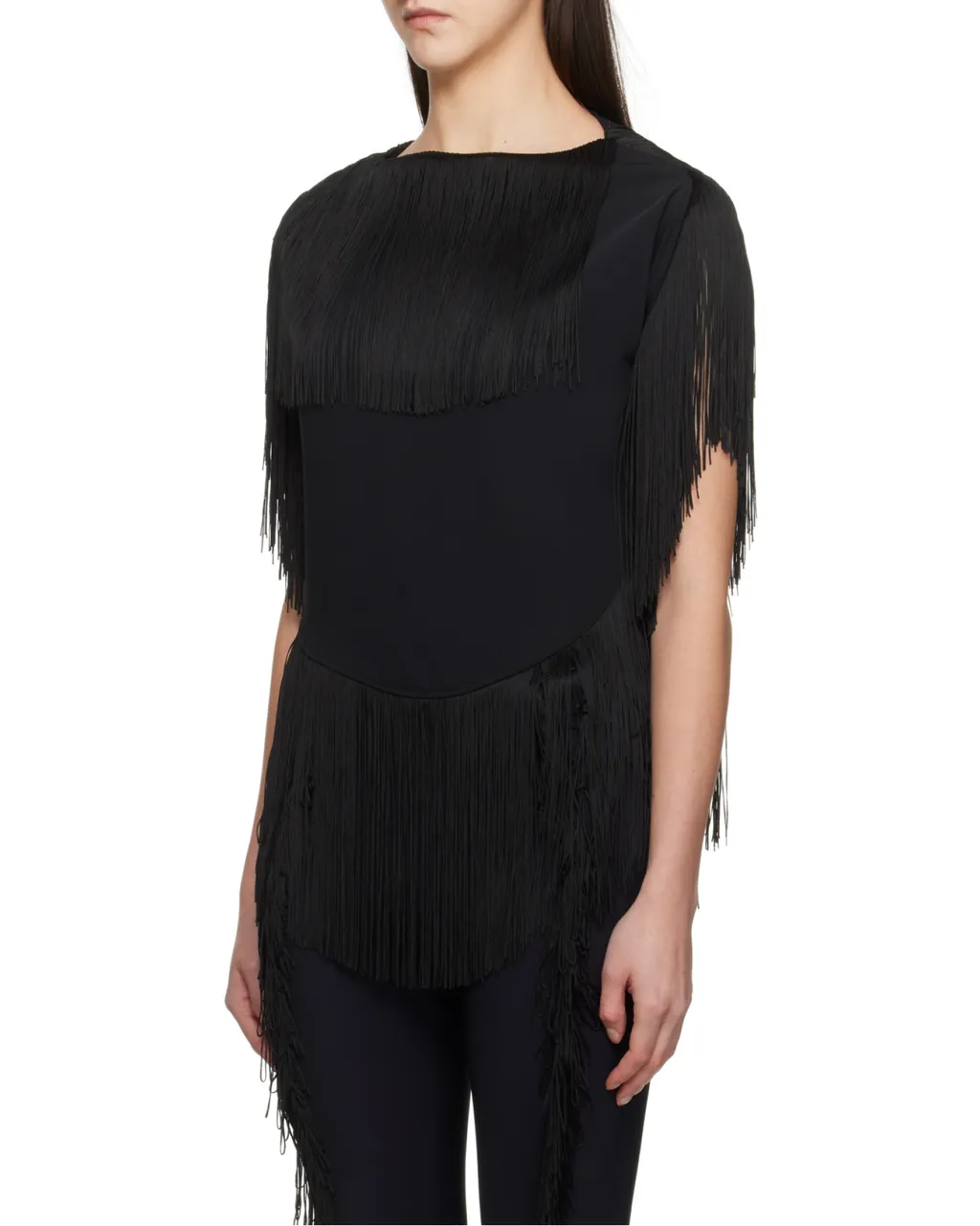 Boat Neck Fringed Top