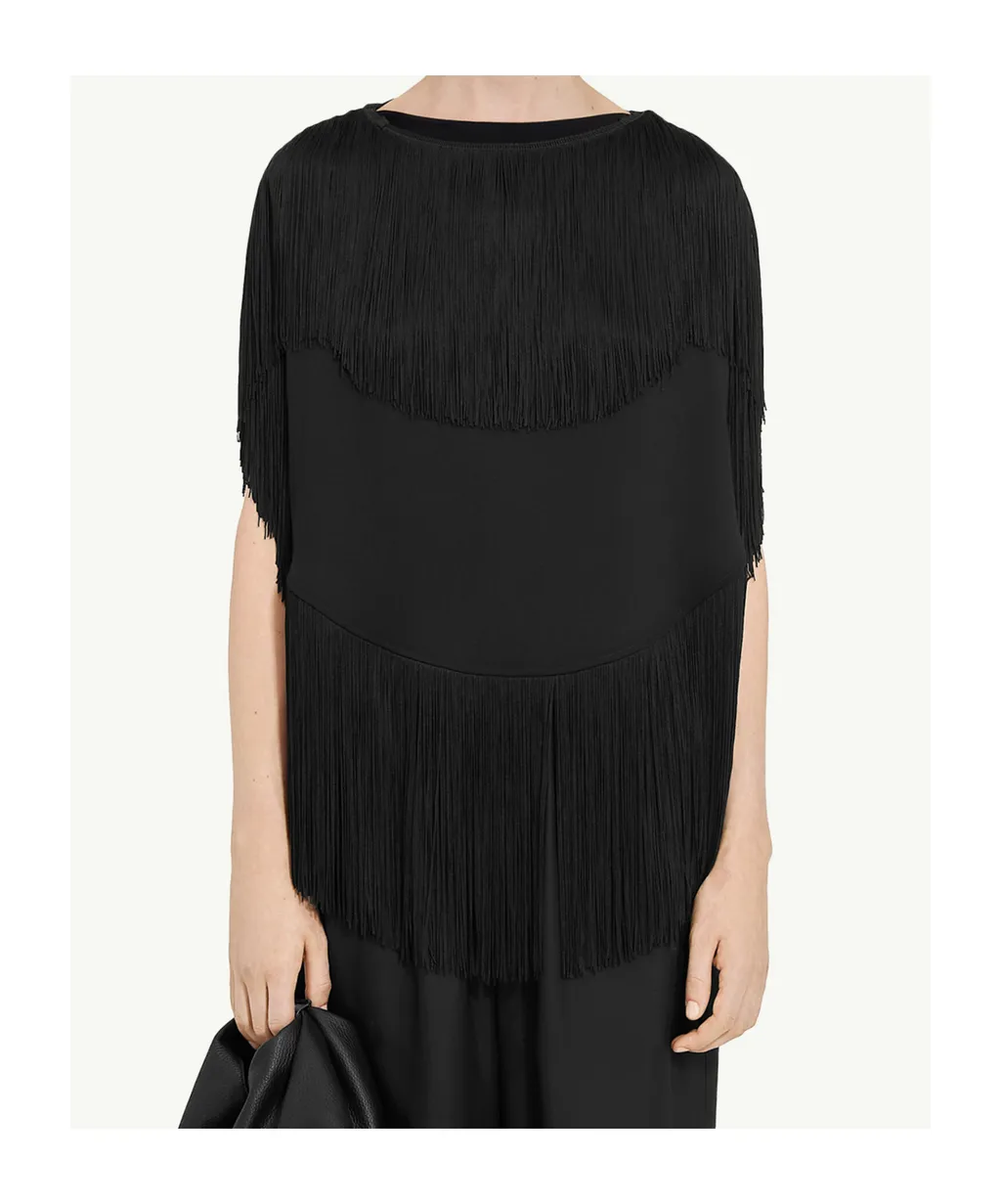 Boat Neck Fringed Top