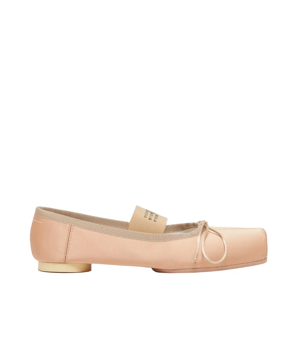 Anatomic Numbers-Motif Square-Toe Ballerina Shoes