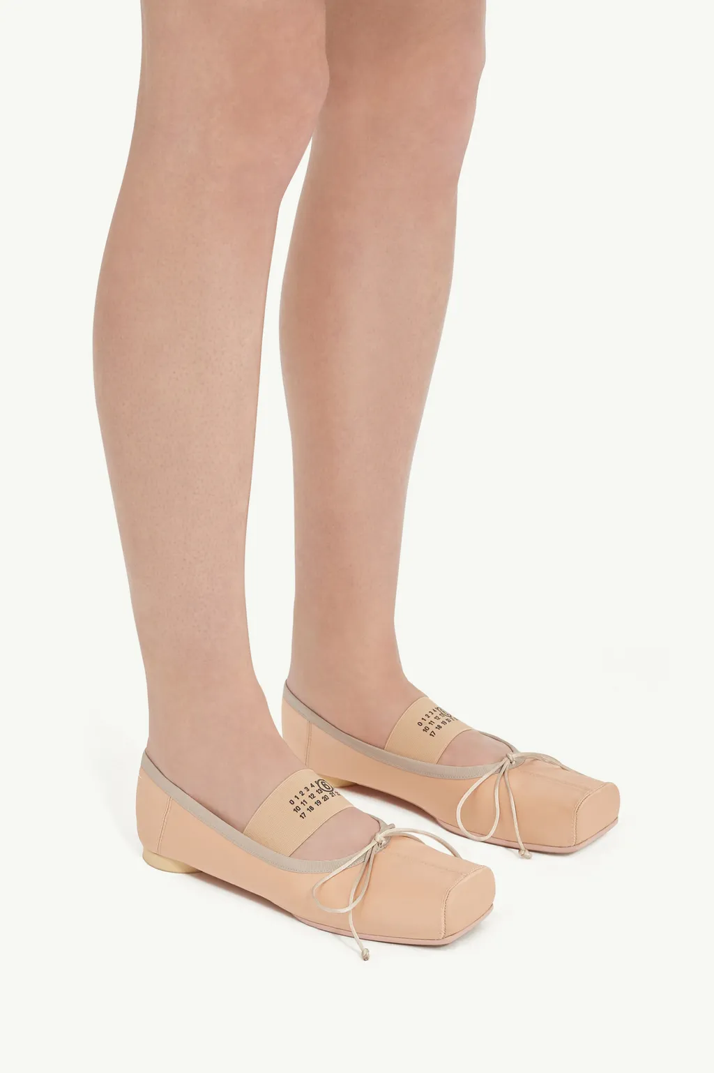 Anatomic Numbers-Motif Square-Toe Ballerina Shoes