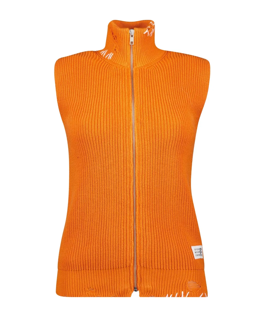 Logo Patch Distressed Vest