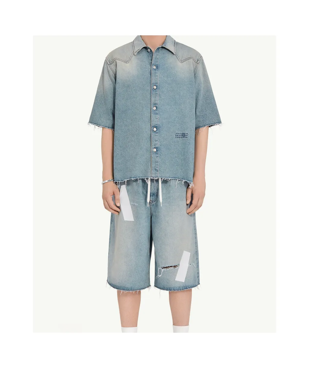 Short-Sleeved Denim Shirt