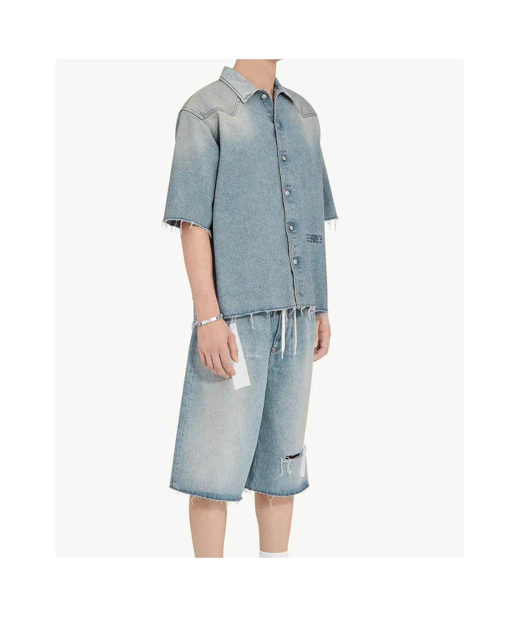 Short-Sleeved Denim Shirt
