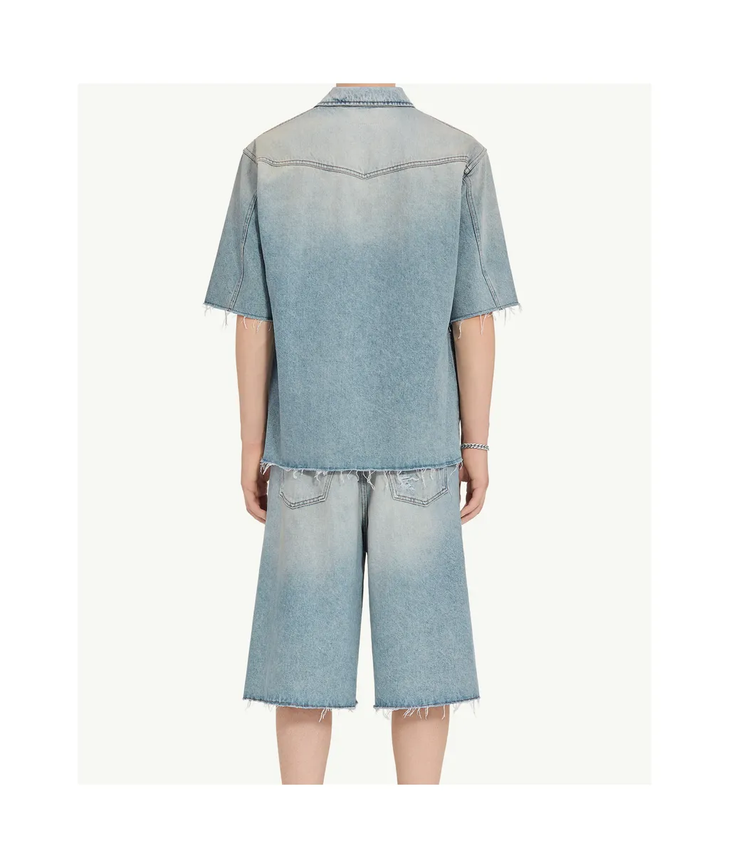 Short-Sleeved Denim Shirt