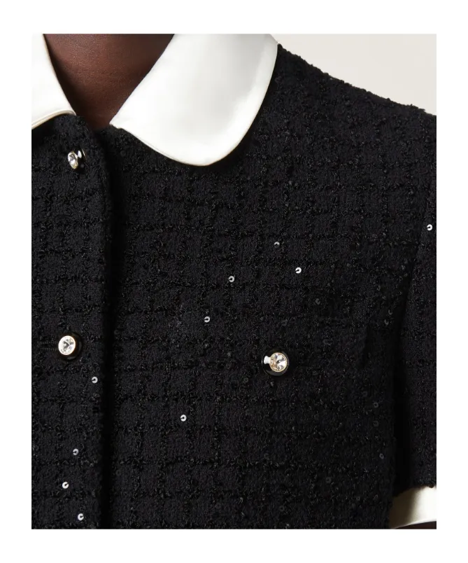 Short-Sleeved Buttoned Cardigan