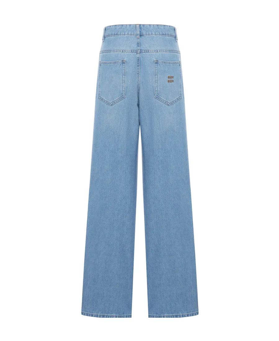 Logo-Embroidered Baggy Jeans