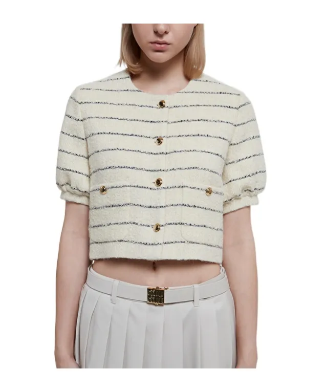 Striped Wool Button Casual Jacket