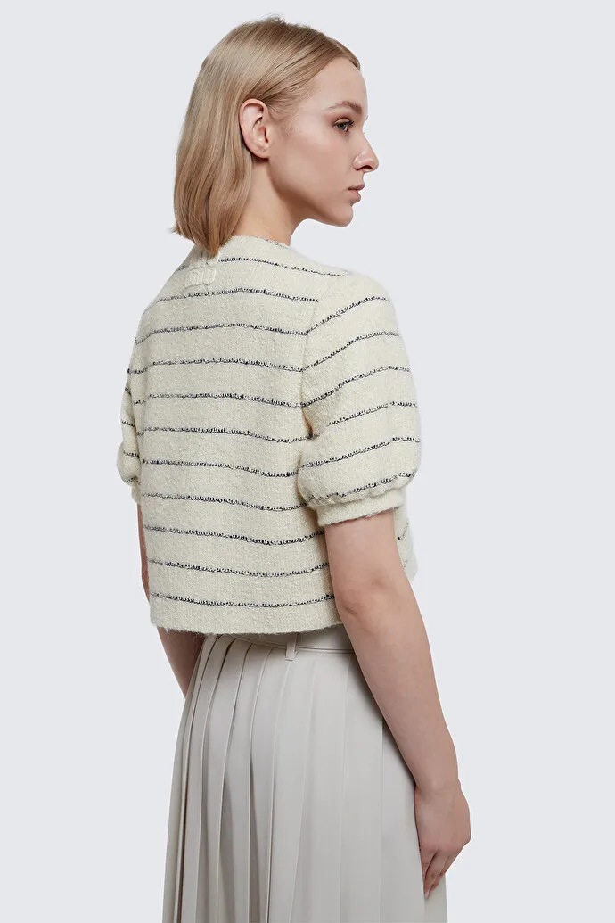 Striped Wool Button Casual Jacket