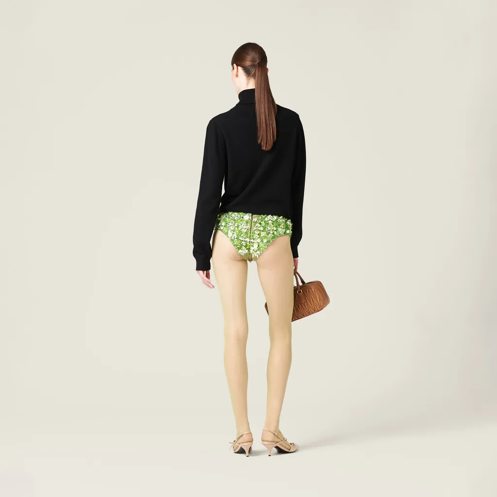 Embroidered Silk And Wool Panties