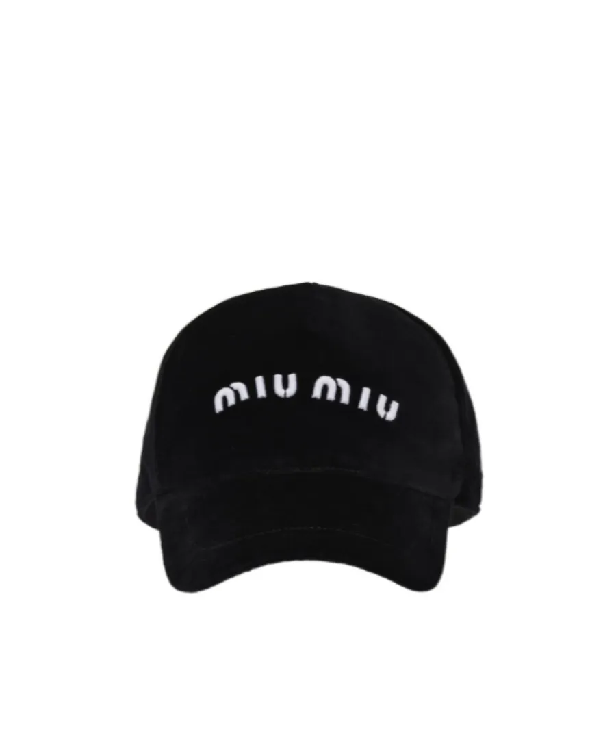 Logo Embroidered Velvet Baseball Hat