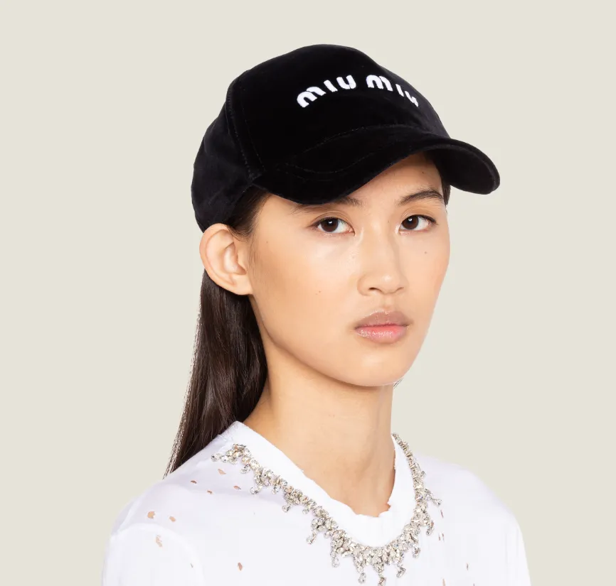 Logo Embroidered Velvet Baseball Hat