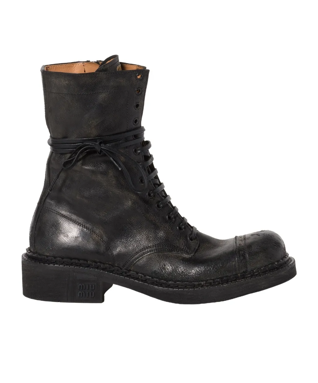Logo-Embossed Lace-Up Boots