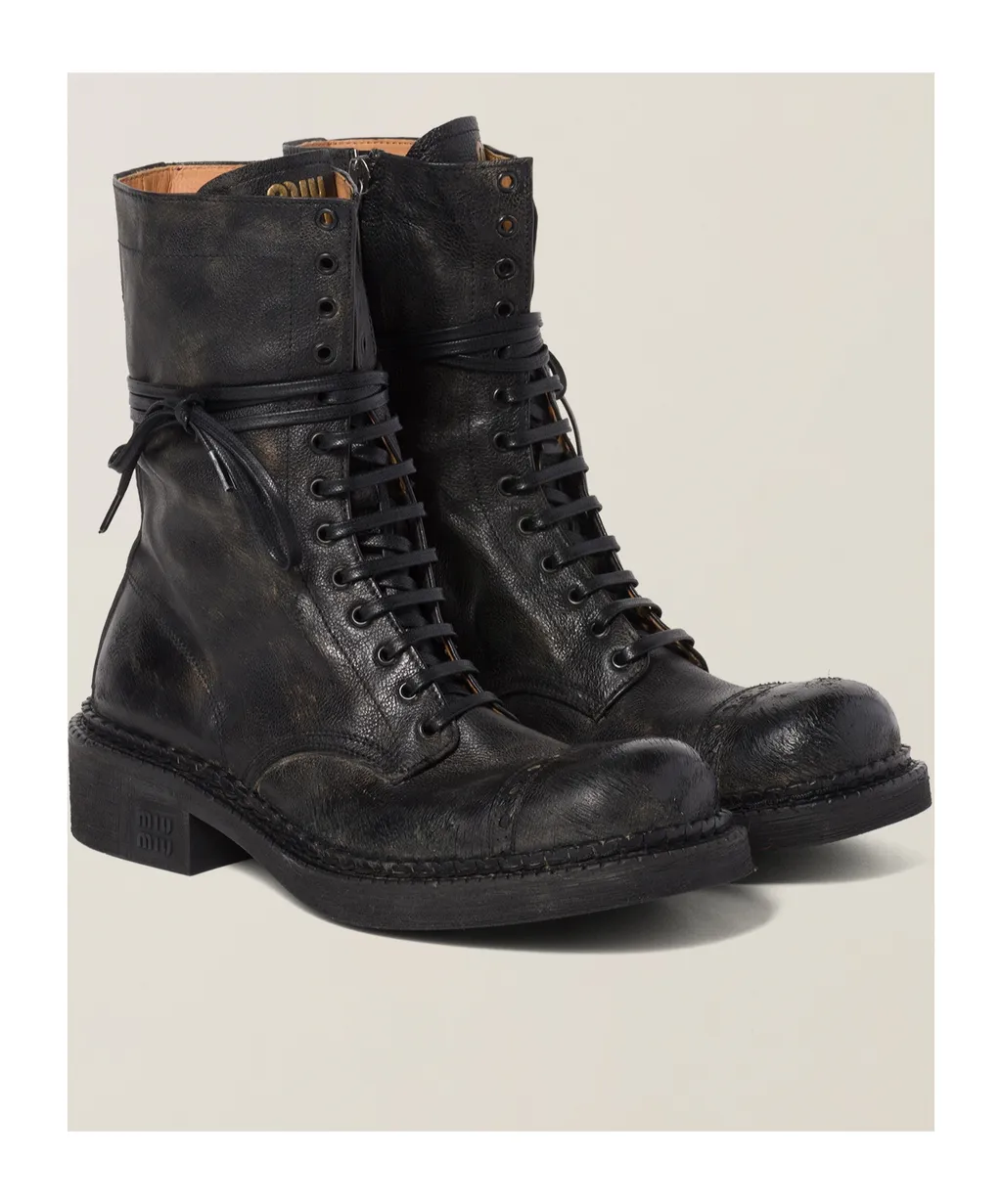 Logo-Embossed Lace-Up Boots
