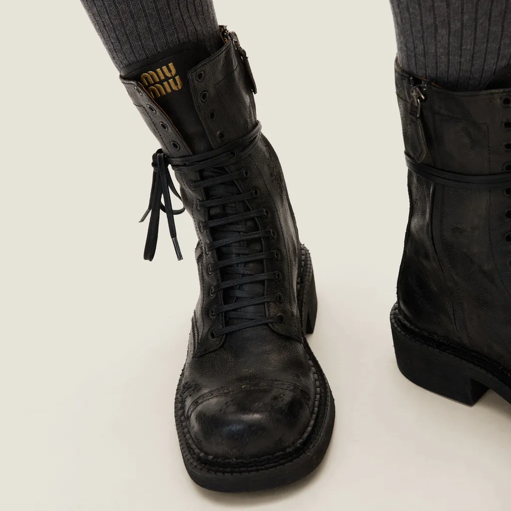 Logo-Embossed Lace-Up Boots
