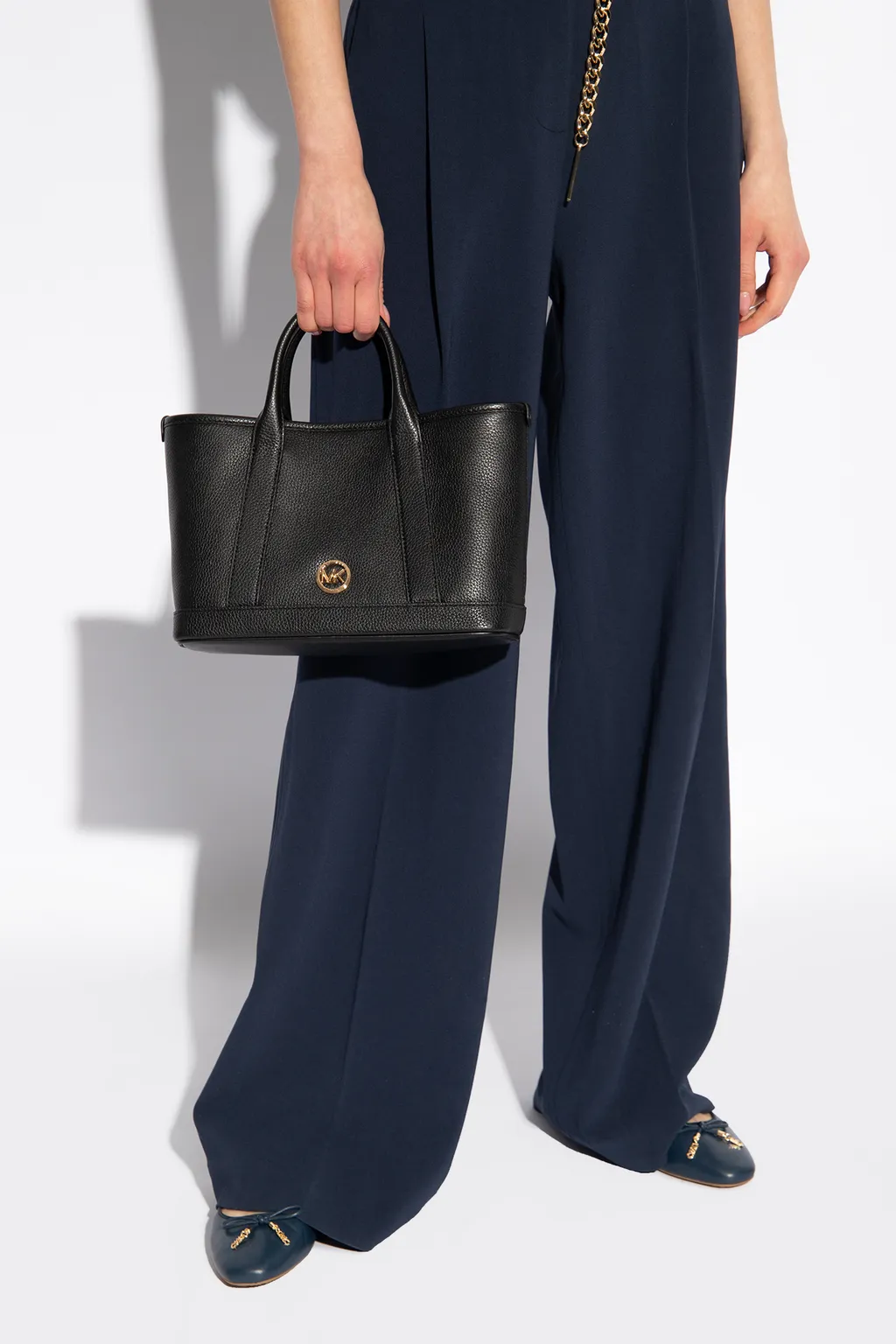 Logo-Plaque Leather Tote Bag