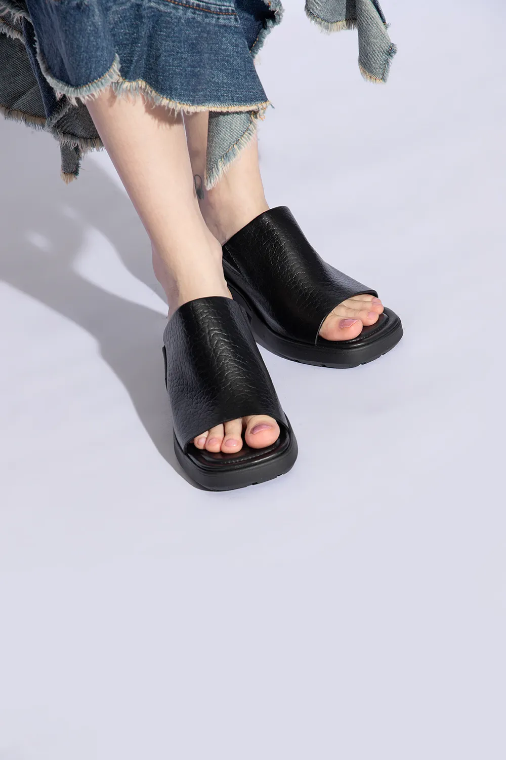 Block-Heel Open-Toe Slides