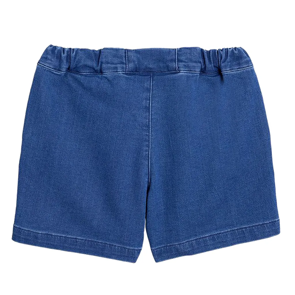 Organic Cotton Denim Shorts With Strawberry Patch