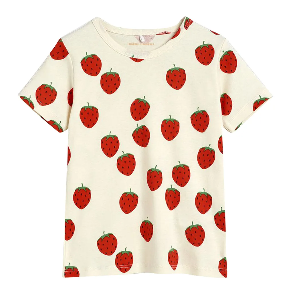 Organic Cotton T-Shirt With Strawberry Print