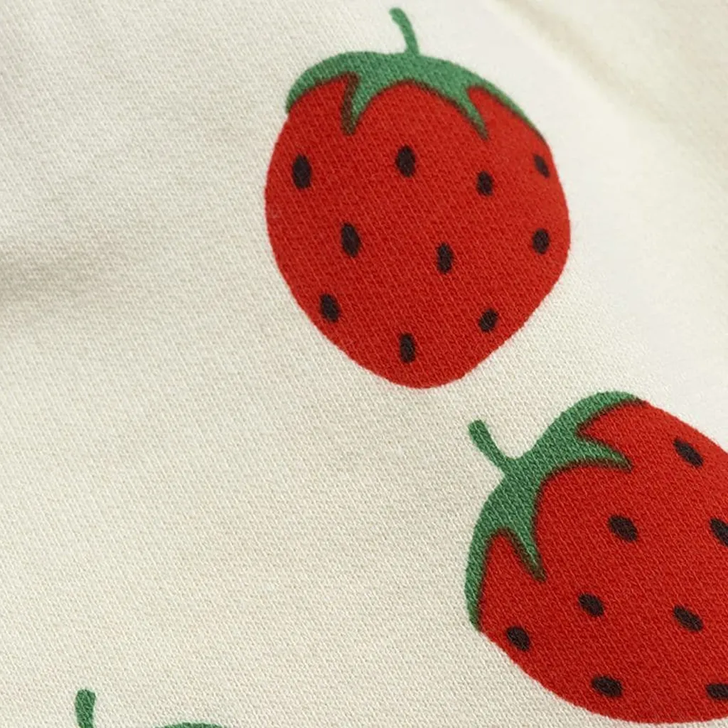 Organic Cotton Sweatshirt Shorts With Strawberry Print