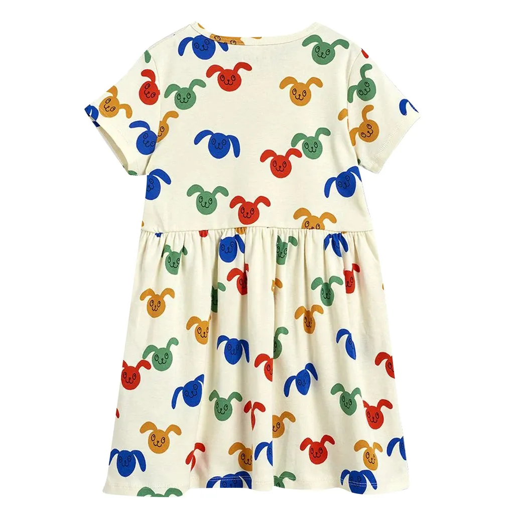 Baby Girl Organic Cotton Dress With All-Over Bunny Print
