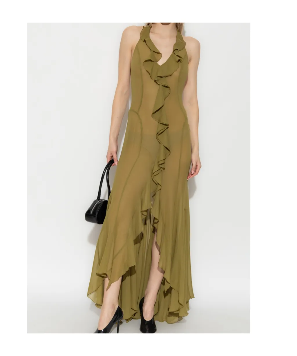 Ruffle-Detailing Midi Dress