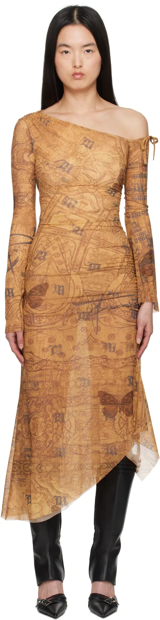 Abstract-Pattern Print Midi Dress