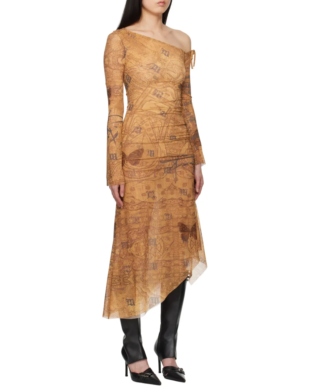 Abstract-Pattern Print Midi Dress