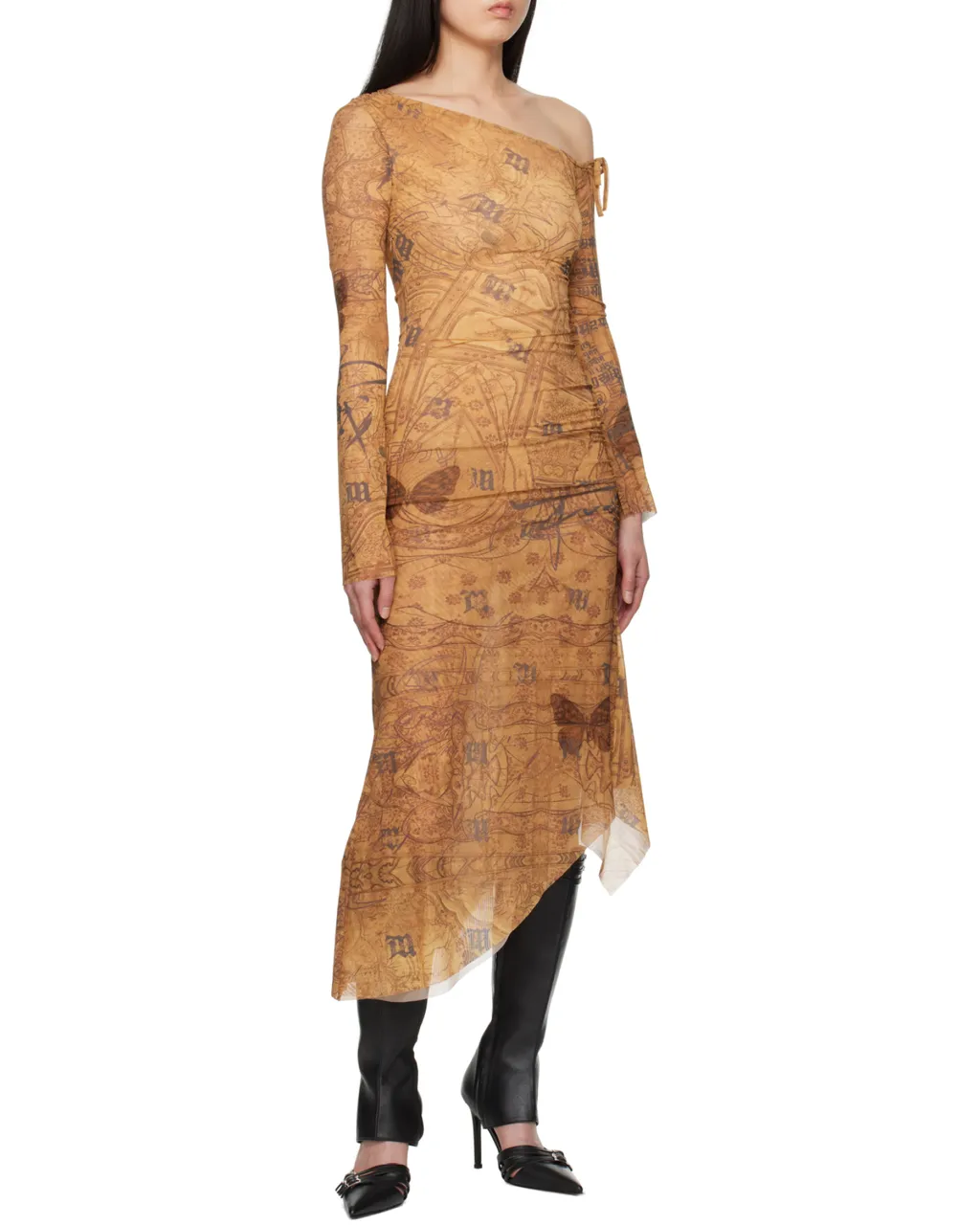 Abstract-Pattern Print Midi Dress
