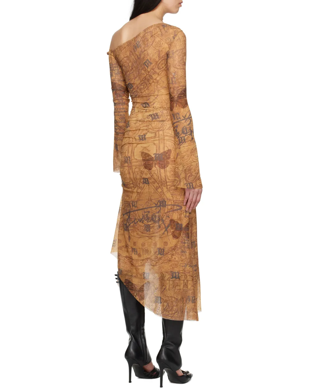 Abstract-Pattern Print Midi Dress