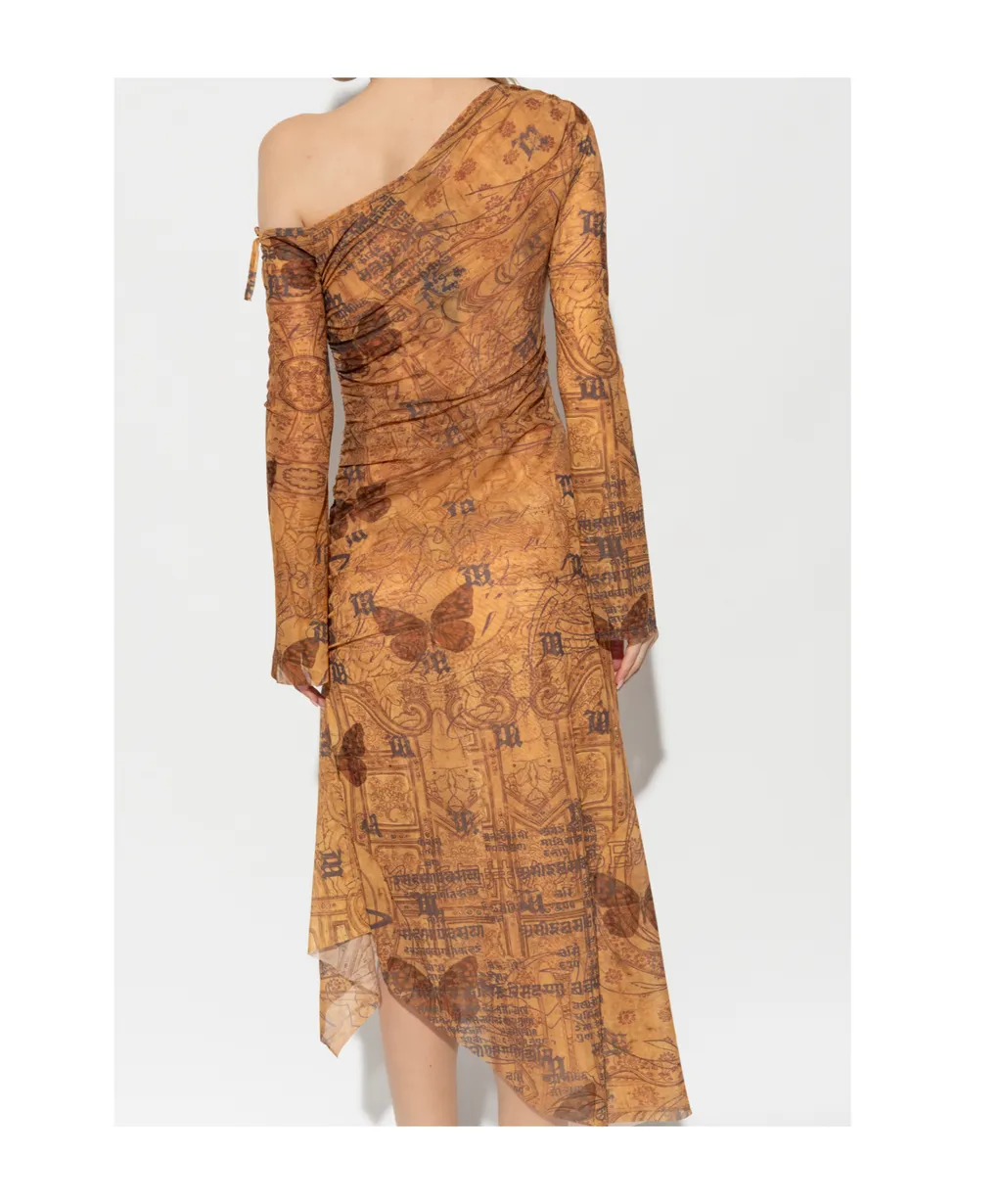 Abstract-Pattern Print Midi Dress