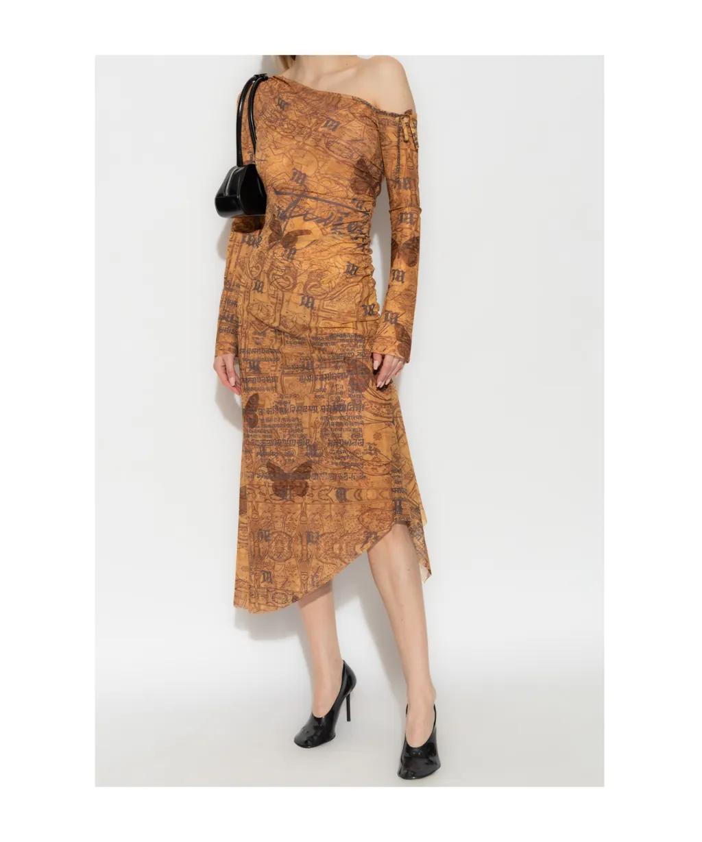 Abstract-Pattern Print Midi Dress
