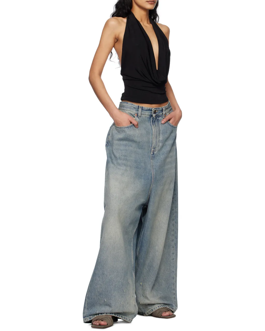 Backless Cowl Neck Top