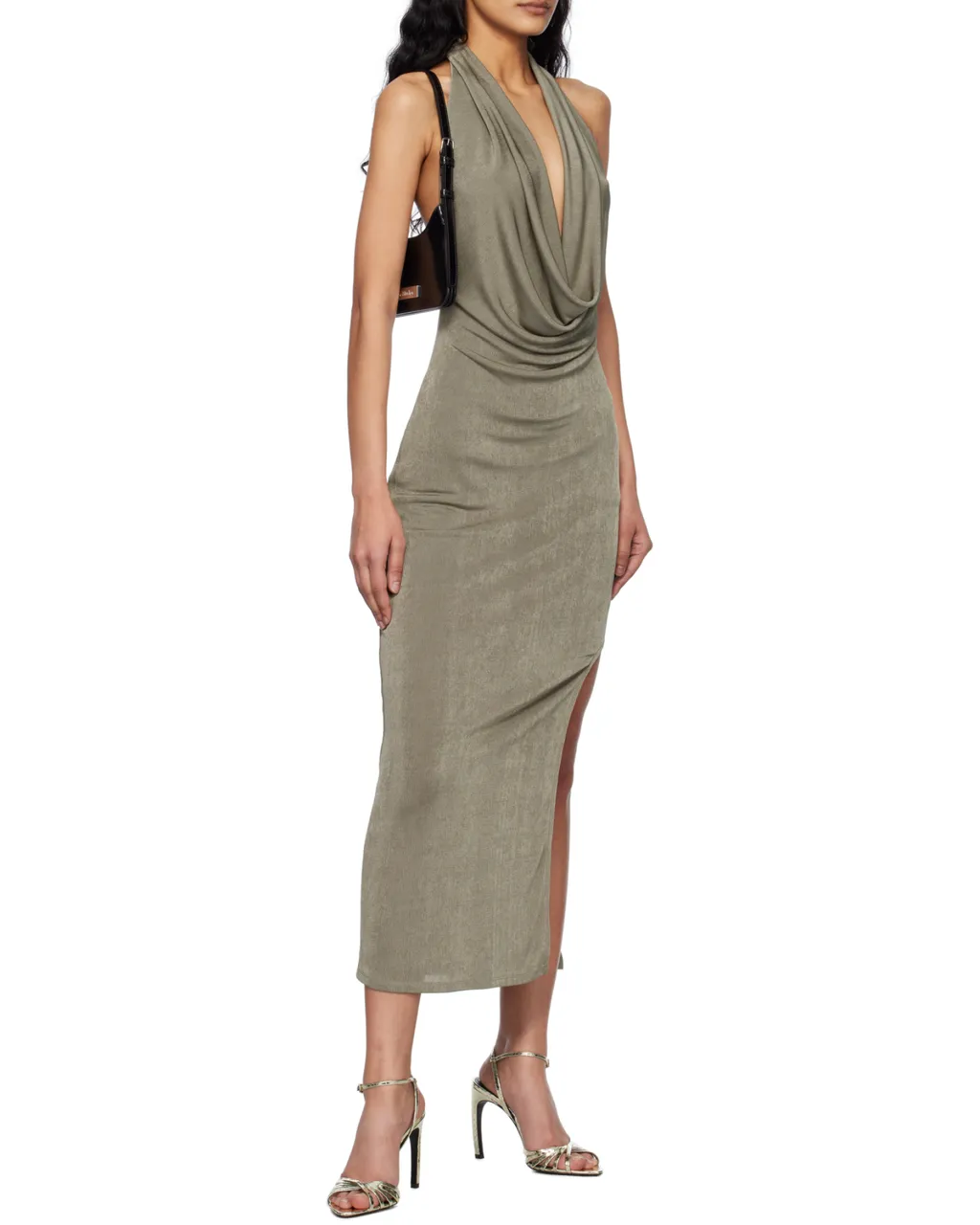 Cowl-Neck Midi Dress