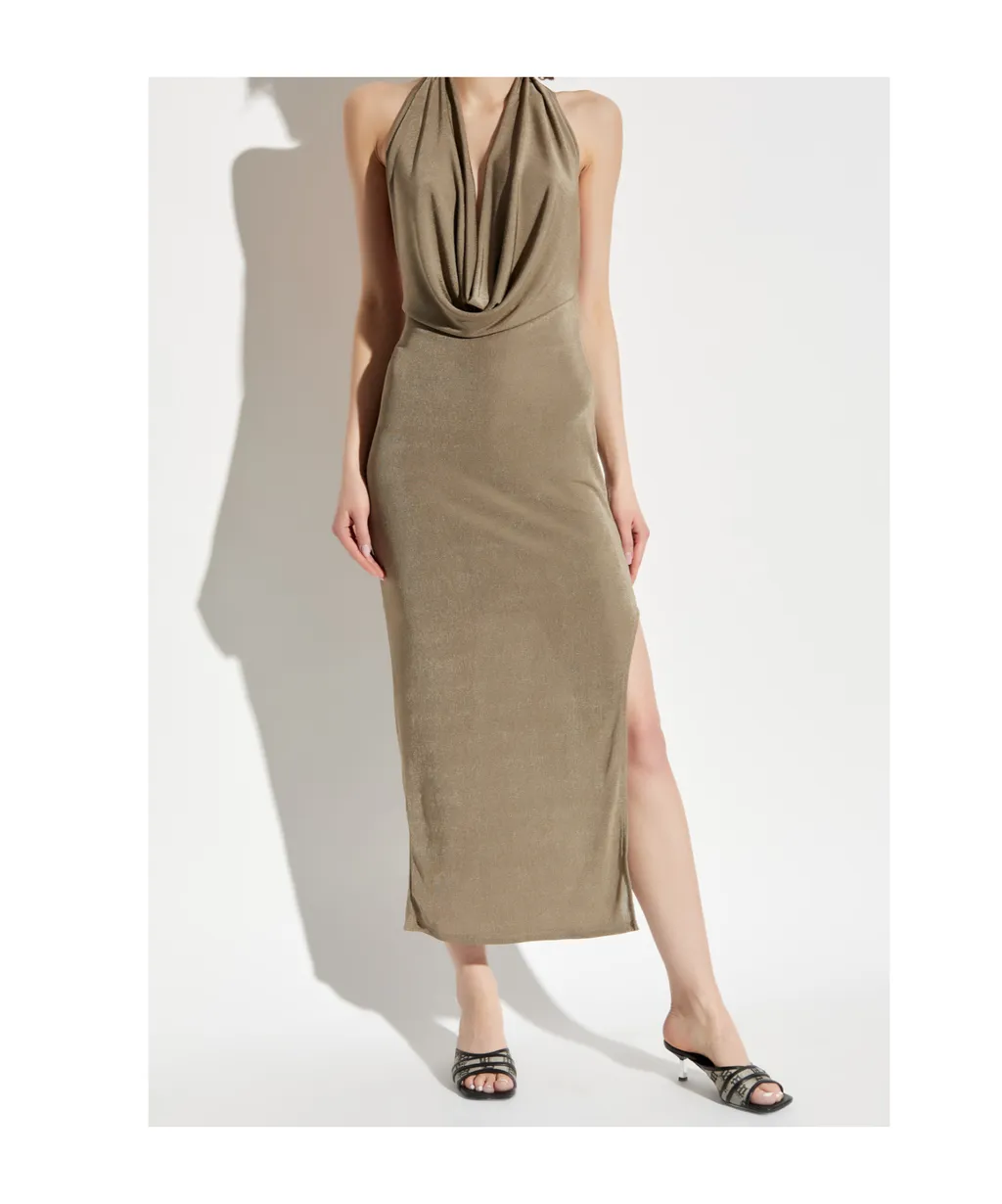 Cowl-Neck Midi Dress