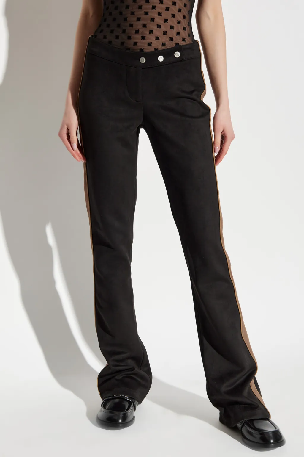 Stripe-Detail Flared Trousers
